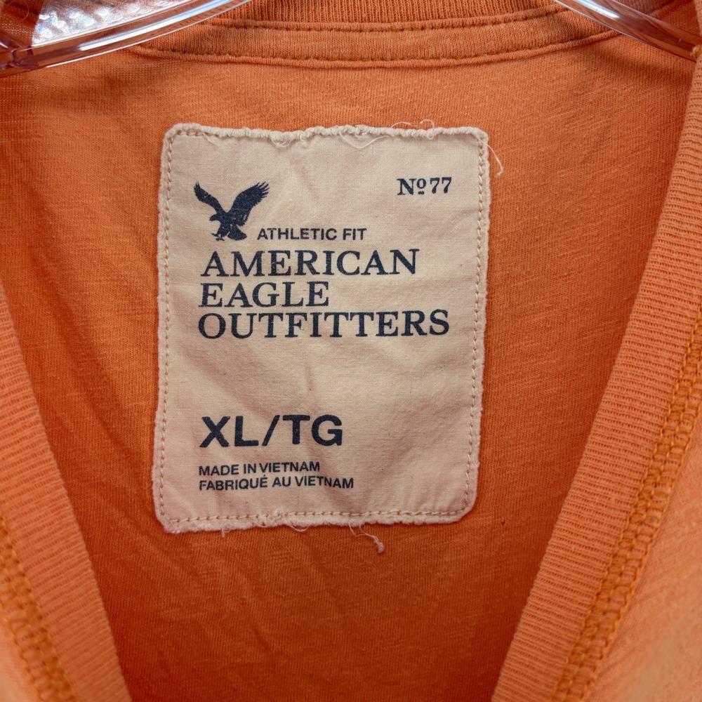 Y2K American Eagle Shirt Mens XL Orange Athletic Distressed Patch Embroidered - Picture 2 of 9
